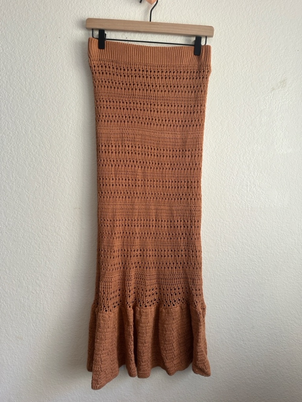 Knitted Maxi Mermaid Skirt - Rust Orange
